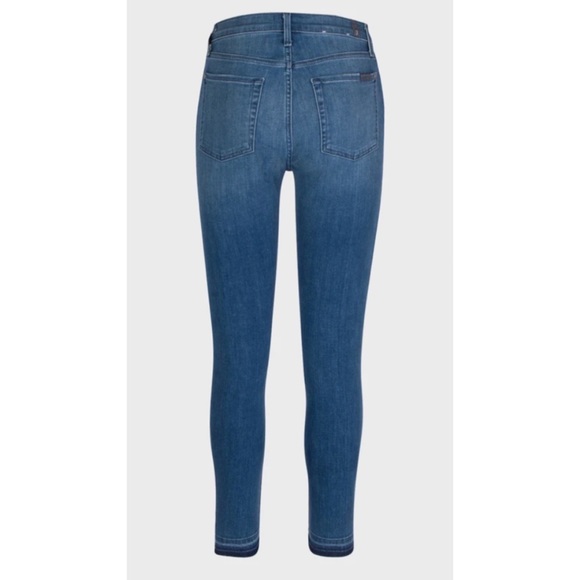 7 For All Mankind Button Fly The High Waist Ankle Skinny Jeans Size 25 $165 - Picture 2 of 3